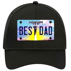 Best Dad Mississippi Metal on Trucker Mesh Snapback - Black